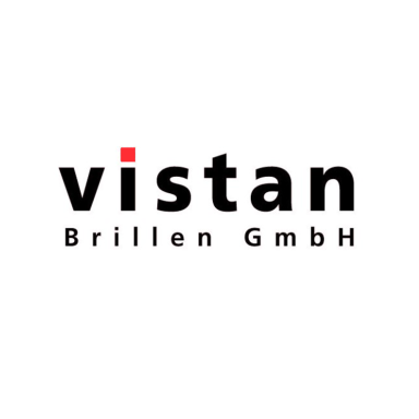 Logo von Vistan Brillen GmbH, bestehend aus dem Schriftzug in Schwarz mit einem roten Quadrat.